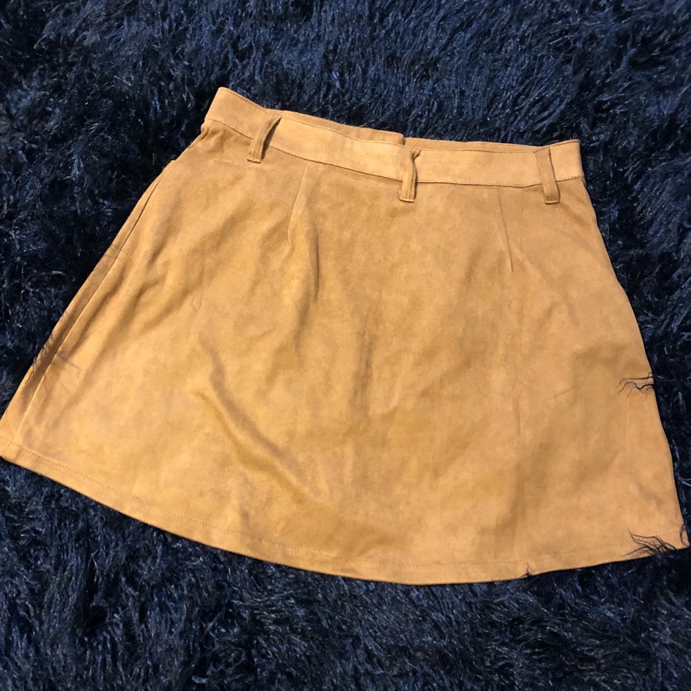 Brown Suede Button A-Line Skirt Size Medium - Picture 6 of 6